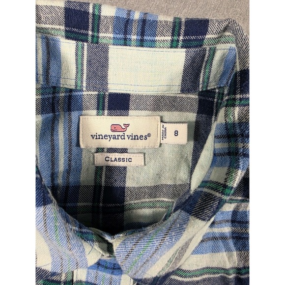Vineyard Vines Flannel Shirt Womens Small Blue Plaid Button Up Long‎ Sleeve - Picture 3 of 7